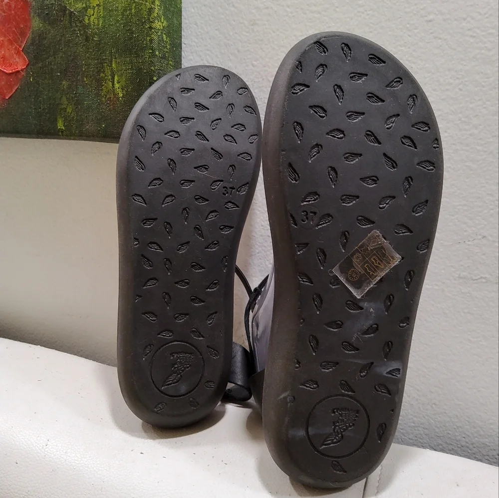 Ancient Greek Sandals black leather